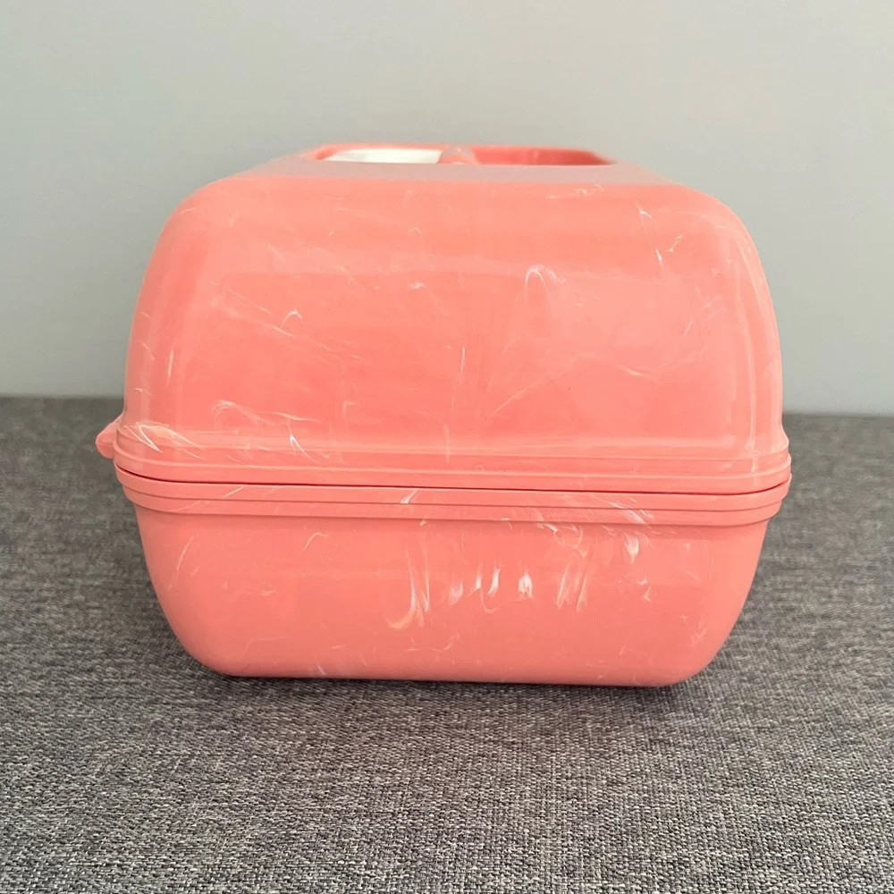 Caboodles Peach Marble Make Up Carry Case Organizer With Mirror Retro NOT VTG - Picture 5 of 13